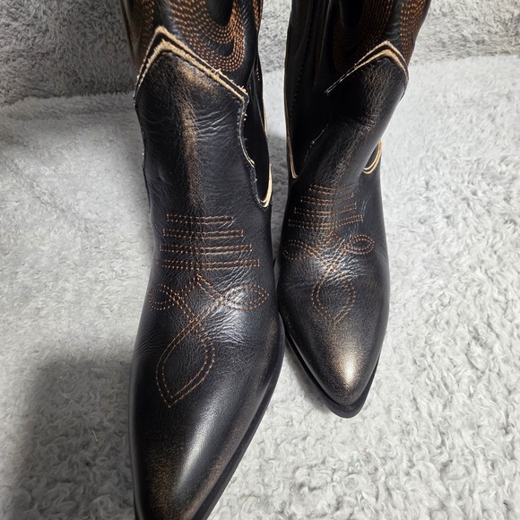 Steve Madden Lasso Western Tall Cowboy Boots Brown Distressed Leather 8.5 NEW - Picture 8 of 13